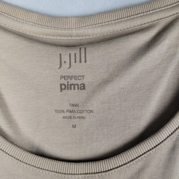J Jill Pure Pima Tank Top Women's M  Oatmeal Pima Cotton Basic Classic Casual - Picture 2 of 3